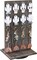 Wooden Rotating Two-Sided Jewelry Display Stand – Coffee Color Organizer with 32 Hooks for Earrings, Keychains, and Accessories (9" W x 7.5" D x 16.5" H)